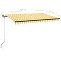 VidaXL Ręcznie zwijana markiza z LED, 450x350 cm, żółto-biała