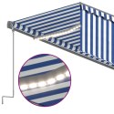 VidaXL Ręcznie zwijana markiza z zasłoną i LED, 6x3 m, niebiesko-biała