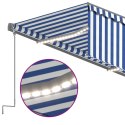 VidaXL Ręcznie zwijana markiza z zasłoną i LED, 5x3 m, niebiesko-biała