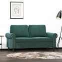 VidaXL Sofa 2-osobowa, ciemnozielona, 120 cm, tapicerowana aksamitem