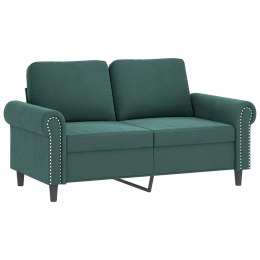 VidaXL Sofa 2-osobowa, ciemnozielona, 120 cm, tapicerowana aksamitem