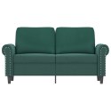 VidaXL Sofa 2-osobowa, ciemnozielona, 120 cm, tapicerowana aksamitem