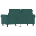 VidaXL Sofa 2-osobowa, ciemnozielona, 120 cm, tapicerowana aksamitem