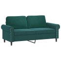 VidaXL Sofa 2-osobowa, ciemnozielona, 140 cm, tapicerowana aksamitem