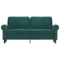 VidaXL Sofa 2-osobowa, ciemnozielona, 140 cm, tapicerowana aksamitem