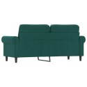 VidaXL Sofa 2-osobowa, ciemnozielona, 140 cm, tapicerowana aksamitem