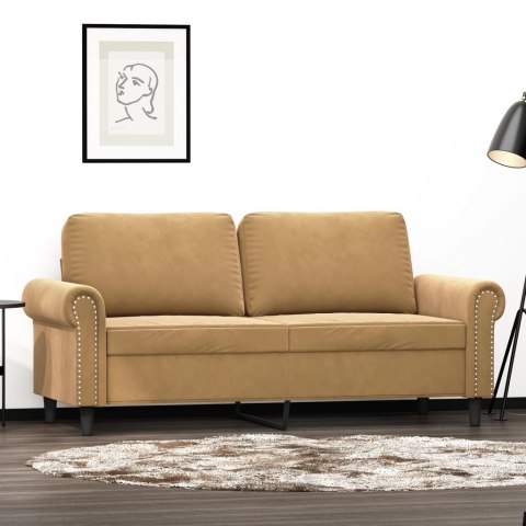 VidaXL Sofa 2-osobowa, brązowa, 140 cm, tapicerowana aksamitem