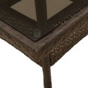 VidaXL Stół ogrodowy ze szklanym blatem, brązowy, 80x80x75 cm