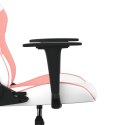 VidaXL Masujący fotel gamingowy, biało-różowy, sztuczna skóra