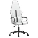 VidaXL Masujący fotel gamingowy, czarno-biały, sztuczna skóra