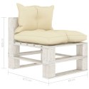 VidaXL Ogrodowa sofa 4-osobowa z palet, z kremowymi poduszkami, drewno