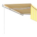 VidaXL Automatycznie zwijana markiza z zasłoną, 4x3 m, żółto-biała