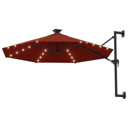 VidaXL Parasol ścienny z LED, na metalowym słupku, 300 cm, terakota