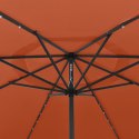 VidaXL Parasol ogrodowy z LED i metalowym słupkiem, 400 cm, terakota
