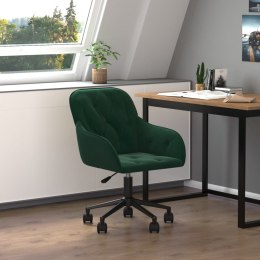 VidaXL Obrotowe krzesło biurowe, ciemnozielone, tapicerowane aksamitem