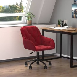 VidaXL Obrotowe krzesło biurowe, winna czerwień, obite aksamitem