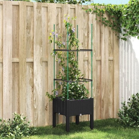 VidaXL Donica ogrodowa z kratką, czarna, 40x40x142,5 cm, PP