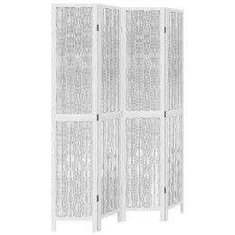 VidaXL Parawan pokojowy, 4-panelowy, biały, lite drewno paulowni