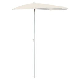 VidaXL Półokrągły parasol ogrodowy na słupku, 180x90 cm, piaskowy
