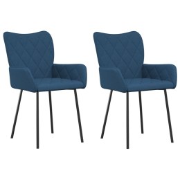 VidaXL Krzesła stołowe, 2 szt., niebieskie, obite tkaniną