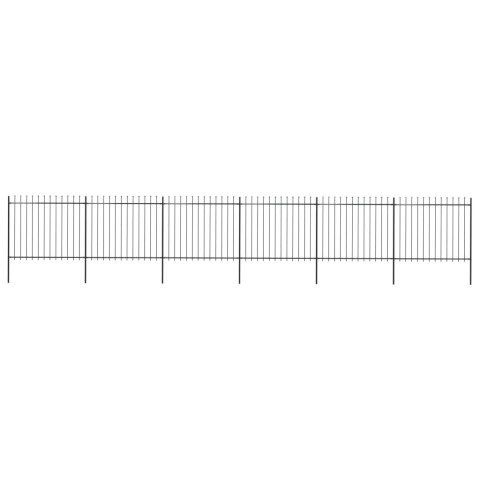 VidaXL Ogrodzenie z prętów z grotami, stalowe, 10,2 x 1,5 m, czarne