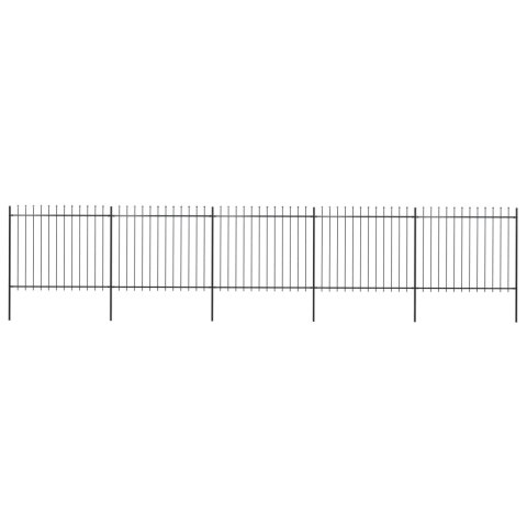 VidaXL Ogrodzenie z prętów z grotami, stalowe, 8,5 x 1,5 m, czarne