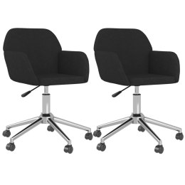 VidaXL Obrotowe krzesła stołowe, 2 szt., czarne, obite tkaniną