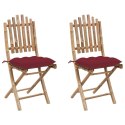 VidaXL Składane krzesła ogrodowe z poduszkami, 2 szt., bambusowe
