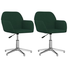 VidaXL Obrotowe krzesła stołowe, 2 szt., ciemnozielone, obite tkaniną