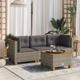 VidaXL 3-osobowa sofa ogrodowa z poduszkami, szara, polirattan