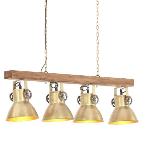 VidaXL Industrialna lampa sufitowa, kolor mosiądzu, E27, drewno mango