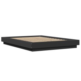 VidaXL Rama łóżka z LED, czarna, 140x200 cm, materiał drewnopochodny