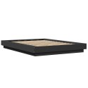 VidaXL Rama łóżka z LED, czarna, 140x200 cm, materiał drewnopochodny