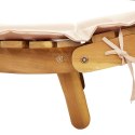 VidaXL Leżak z poduszką, beżowy, lite drewno akacjowe