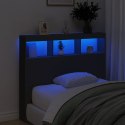 VidaXL Zagłówek z półkami i oświetleniem LED, czarny, 120x17x102 cm