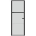 VidaXL Drzwi wewnętrzne, 76x201,5 cm, czarne, matowe szkło i aluminium