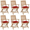 VidaXL Składane krzesła ogrodowe 6 szt., z poduszkami, drewno akacjowe