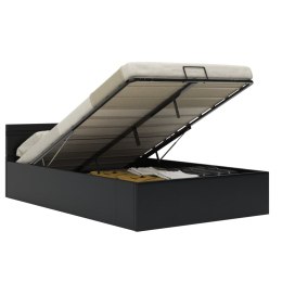 VidaXL Rama łóżka z podnośnikiem i LED, czarna, ekoskóra, 140 x 200 cm