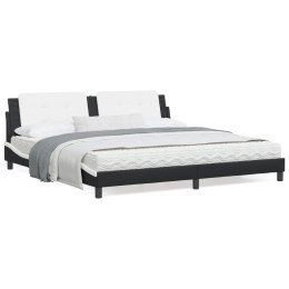 VidaXL Rama łóżka z LED, czarno-biała, 200x200 cm, sztuczna skóra