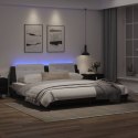 VidaXL Rama łóżka z LED, czarno-biała, 200x200 cm, sztuczna skóra