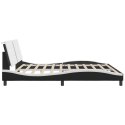 VidaXL Rama łóżka z zagłówkiem, czarno-biała, 200x200 cm, ekoskóra