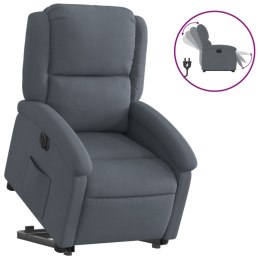 VidaXL Elektryczny, podnoszony fotel rozkładany, ciemnoszary, aksamit