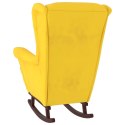 VidaXL Fotel bujany na drewnianych nogach, z podnóżkiem, żółty