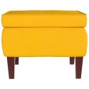 VidaXL Fotel bujany na drewnianych nogach, z podnóżkiem, żółty