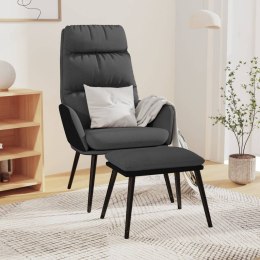 VidaXL Fotel z podnóżkiem, ciemnoszary, tkanina i sztuczna skóra
