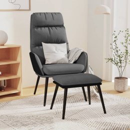 VidaXL Fotel z podnóżkiem, jasnoszary, tkanina i sztuczna skóra