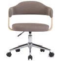 VidaXL Obrotowe krzesło biurowe, taupe, gięte drewno i tkanina