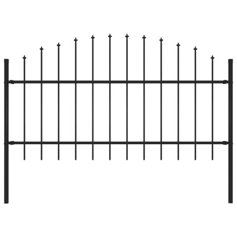 VidaXL Panel ogrodzeniowy z grotami (1-1,25) x 1,7 m, stal, czarny