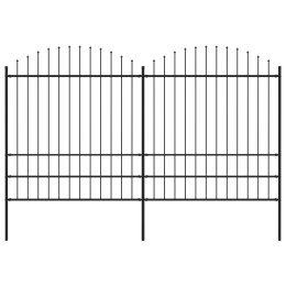 VidaXL Panele ogrodzeniowe z grotami, stal, (1,75-2) x 3,4 m, czarne