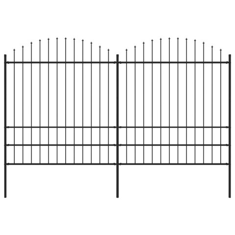 VidaXL Panele ogrodzeniowe z grotami, stal, (1,75-2) x 3,4 m, czarne